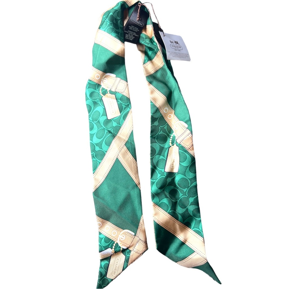 NEW ▶️ COACH ◀️ 100% Silk Scarf Twilly Vintage Deadstock - Picture 5 of 8